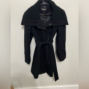Express Black Coat with Red Trim